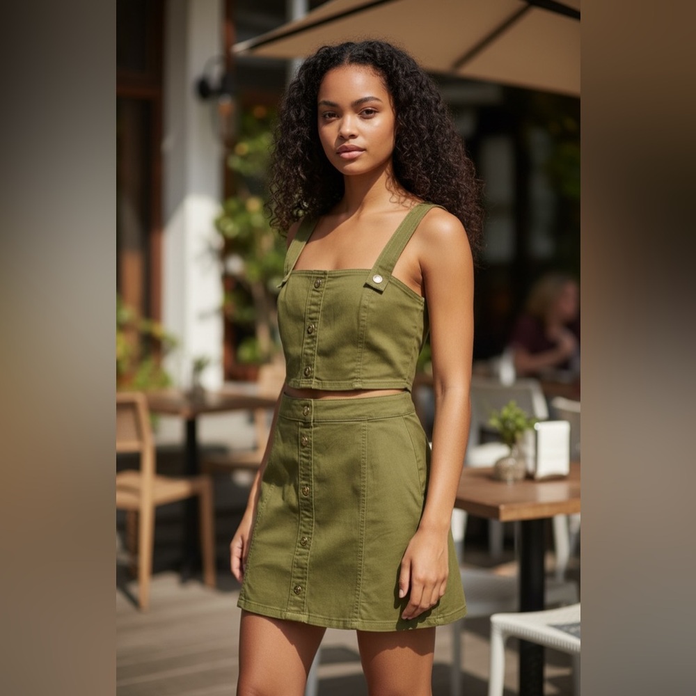 Michael Kors Smokey olive top and skirt set size L